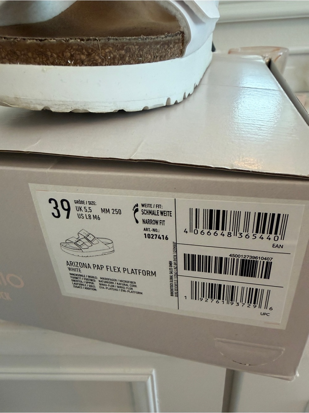 Birkenstock Arizona Pap White Platform Sandals 8 39